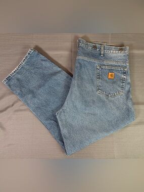 Carhartt B172 DST Flannel Lined Jeans 46x30 Relaxed Fit Dark Stone Workwear